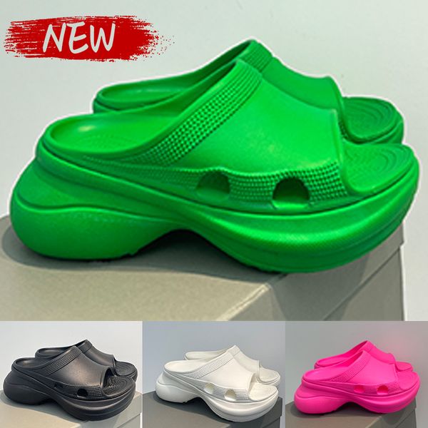 2023 Croc Sandals mujer diseñador Pool Slide zapatillas Paris Croc plataforma slides zapatos negro verde brillante rosa blanco lujo hombres mujeres verano playa Sandalia