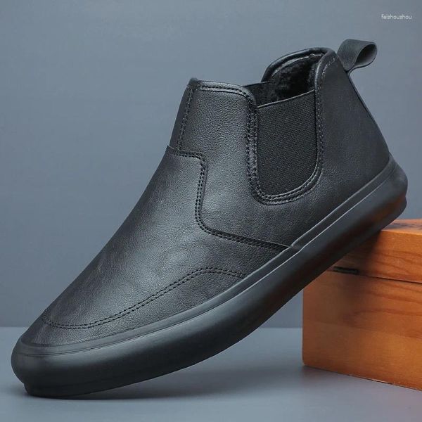 Bottes 2023 Ly Homme Hiver Qualité Microfibre Cuir Chaussures Marque Noir Chaud Épaissir Intérieur 38-44 Neige