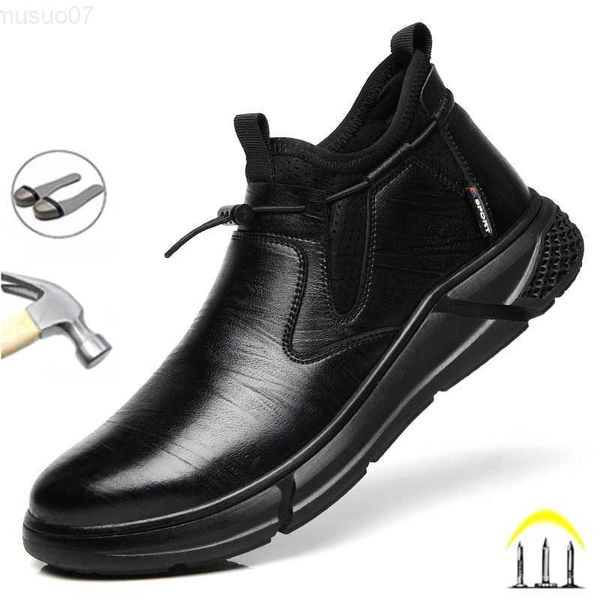 Bottes 2023 hommes chaussures décontractées en cuir noir bottes imperméables sans lacet mocassins formels hommes mocassins italien noir mâle chaussures de travail L230802