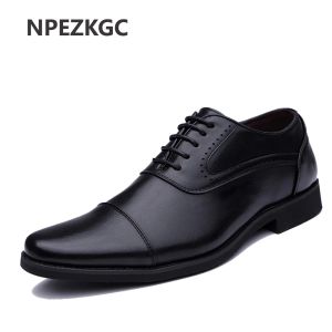 Bottes 2023 hommes chaussures habillées simples de qualité hommes Chaussures oxford chaussures laceup marque hommes chaussures formelles hommes chaussures de mariage en cuir
