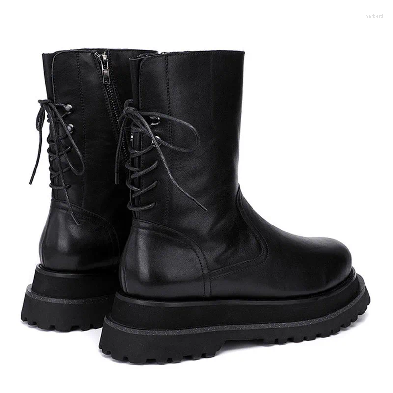 Botas 2023 Inverno Double Sole de couro masculino Black Shoe 12#20/10d50