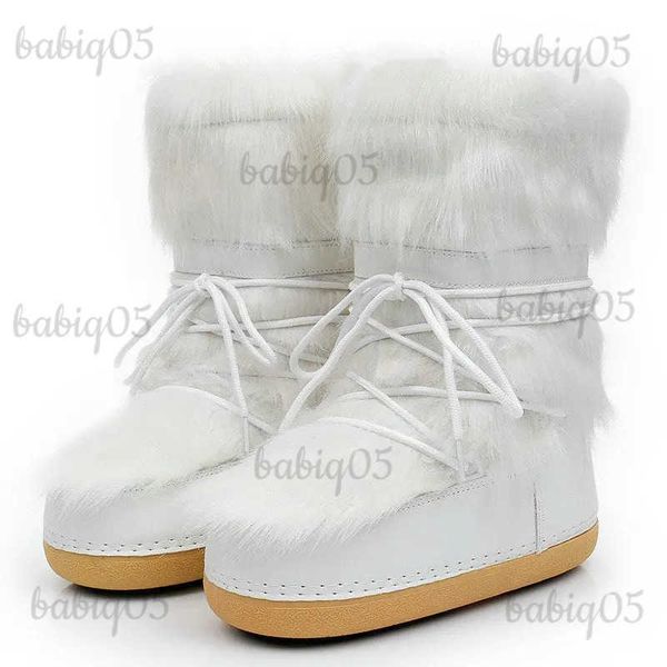 Bottes 2023 hiver mode européenne bottes spatiales poilues lune chaussures bottes de neige femmes Plus Welvet femmes T231117