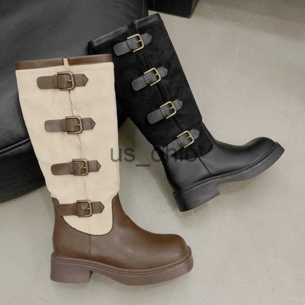 Bottes 2023 hiver Nouvelles femmes Knee High Chelsea Flats Boots Plateforme décontractée Gladiator chaussures FAD FAD SPORT