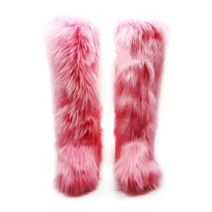 Boots 2023 hiver surtheknee Boots de neige Femmes Furry Fox Fox Furs Bottes longues Femme Sexy Warm Fluffy Fur Cotton Bottes de ski