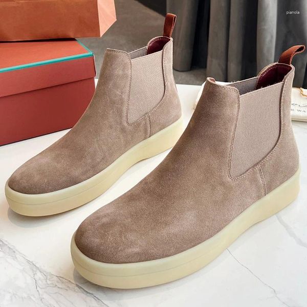 Bottes 2023 Hiver Daim Cuir Fond plat Confortable Manches mi-longues Polyvalent LP Casual Court