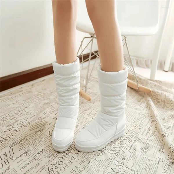 Botas 2023 invierno mujeres negro blanco rodilla zapatos casuales mujer cilindro de nieve