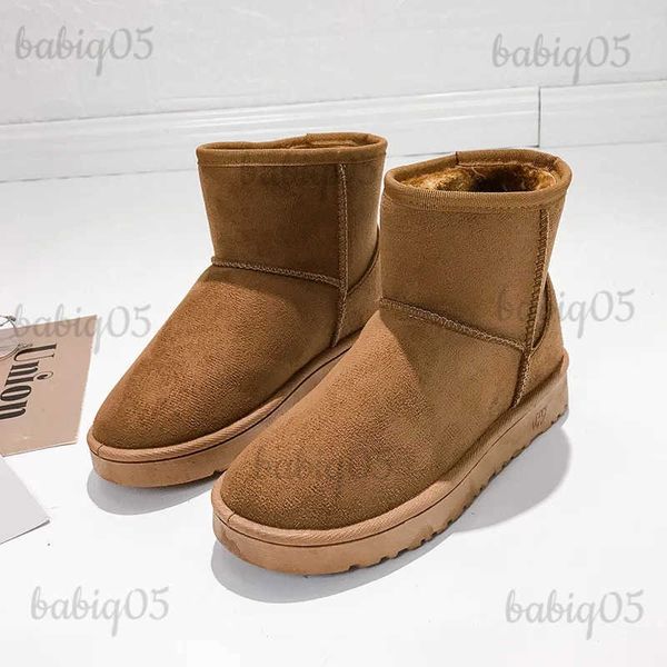 Bottes 2023 femmes nouvelle marque talon plat baril court bottes de neige femmes automne/hiver épaissi peluche et chaud coton chaussures bottes de neige T231124