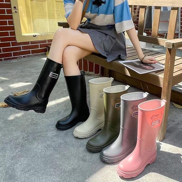 Botas 2023 Mujeres Alta Lluvia Cocina Impermeable Antideslizante Mujeres Moda Trabajo al aire libre Novo Em Botas Femininas