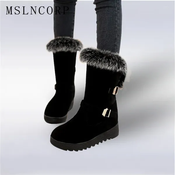 Bottes 2024 automne chaussures de neige chaude hivernale fourrure plate-forme mode femme femme femme femme cheville botas taille 34-43