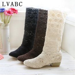 Boots 2024 Crochet Summer Boots Botie 2019 avec les nouvelles chaussures en dentelle ouverte Crochet Boots plus taille Hollow Fashion Women Boots 3443