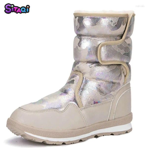 Botas 2024 zapatos de niña Fashion Snow Kids Winter Soft Fur Antiskid Sobre talla superior 27 a 41