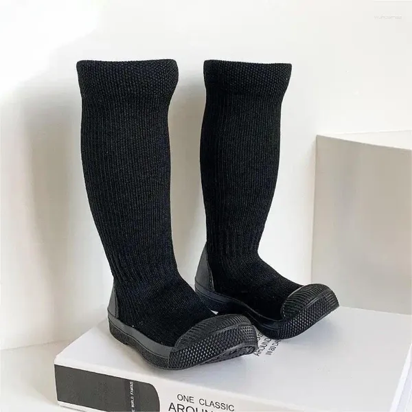 Bottes 2024 Filles Garçons Mode Chaussette Chaussures Tricot Patchwork Slip Sur Enfants Chaussettes Anti Enfants Cheville