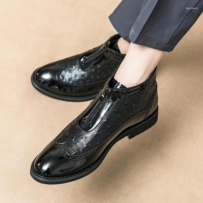 Ботинки 2024, классические мужские кожаные модельные туфли ручной работы высокого качества, модные уличные мужские мокасины до щиколотки