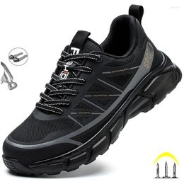 Botas 2024 zapatos de seguridad para hombres ligeros cómodos trabajo a prueba de pinchazos zapatillas de deporte con punta de acero calzado protector