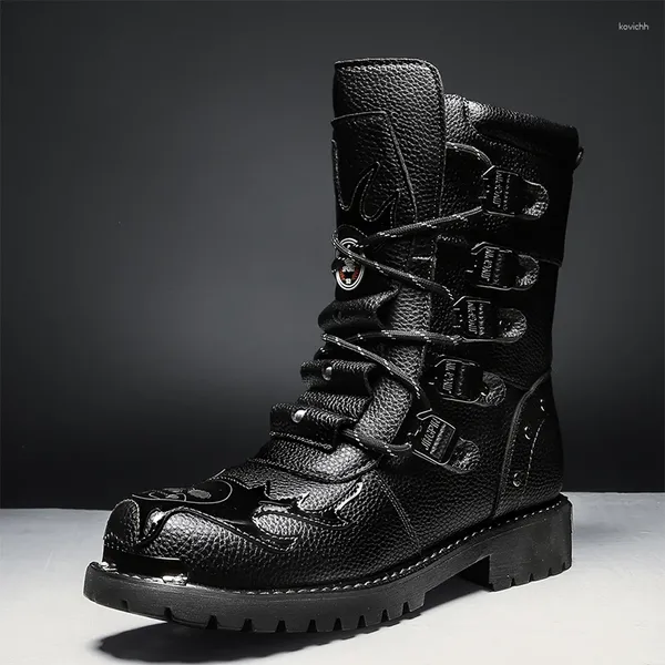 Botas 2024 Tendencia Hombres Zapatillas de deporte Moda al aire libre Alto Top Zapatos Punk al por mayor para estilo de calle de cuero casual