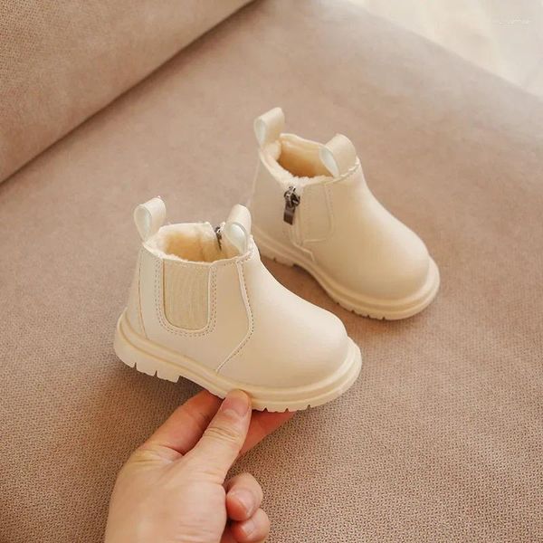 Botas 2024 Vintage Niños Nieve Negro Blanco Rosa Plataforma Niños Piel para niñas Bebé Niño Niños Zapatos Mantener caliente