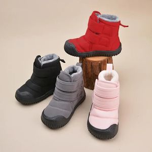 Bottes 2024 hiver bébé bottes de neige enfant en bas âge haut chaud coton chaussures enfants imperméable tissu supérieur bottes garçon filles épais bottes en peluche 231215