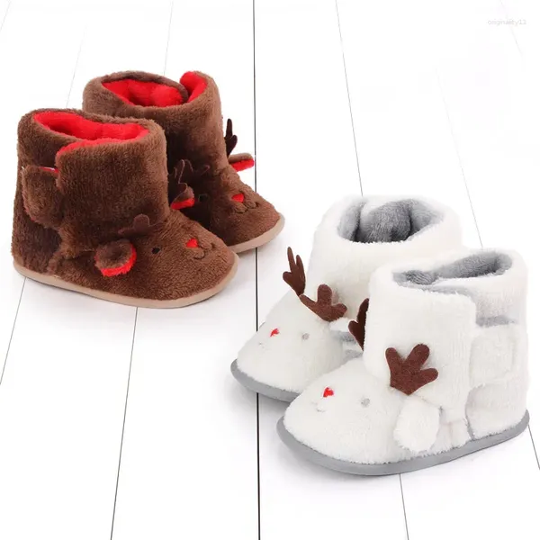 Botas 2024 invierno bebé nieve lindo dibujos animados animal niño niña zapatos nacido piel caliente primeros caminantes regalo de Navidad para