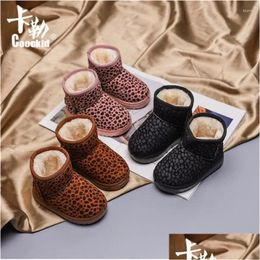 Botas 2024 Invierno P Baby Girl Snow Zapatos calientes PU Pu de cuero con niños al aire libre Drop entrega maternidad ot9i8