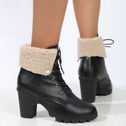 Boots 2024 Hiver Femmes High Heels Chaussures Chaussade de blocs de glissement