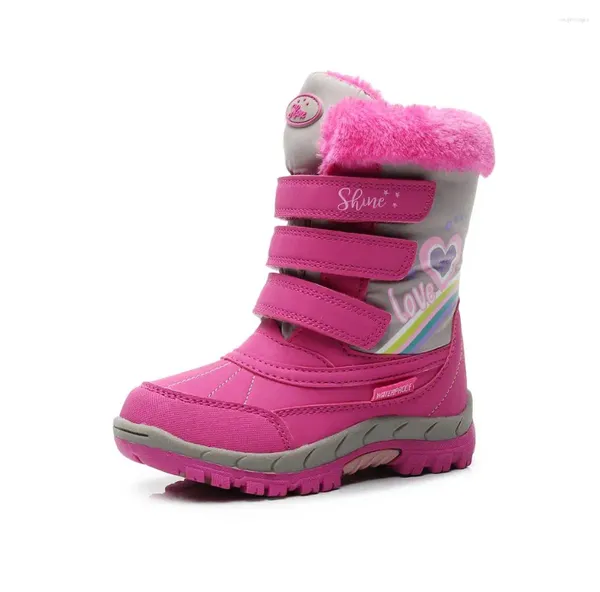 Botas -30 grados Baby Girls Snow Invierno antideslizante Zapatos de princesa impermeables Super Warm Fashion Kids con lana Tamaño 25-32