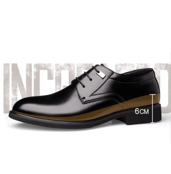 BOTS 6cm Hombres empresariales zapato formal hombre tacón levantado inserto de arco invisible soporte macho oxford