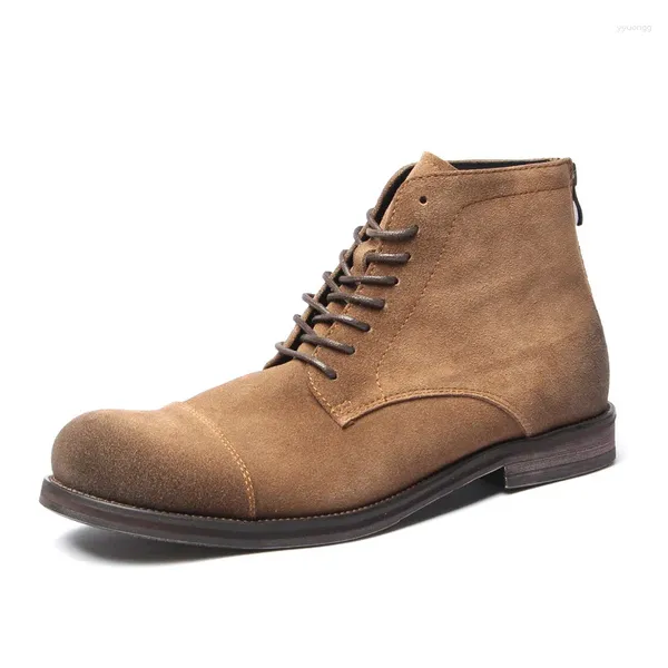 Bottes A090 taille 38-44 garçon automne hiver à lacets Design chaussures pour homme en daim de vache cheville courte rétro désert homme chaussures