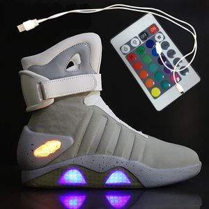 Bottes adultes USB charge Led chaussures lumineuses pour hommes mode éclairer décontracté hommes retour vers le futur baskets lumineuses 231118