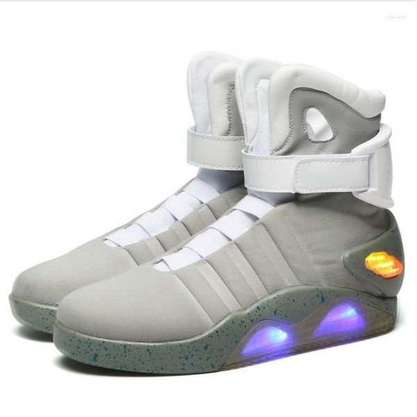 Bottes Adultes USB Recharge Led Chaussures Lumineuses Pour Hommes Mode Light Up Casual Hommes B Retour Vers Le Futur Glowing Man Sneakers Free Ship