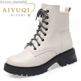 Laarzen AIYUQI Winterschoenen en laarzen Dames Groot formaat Direct transport Antislip Snowboots voor dames Echt leer Warme enkellaarsjes voor dames Z230719