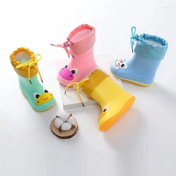 Bottes toutes saisons enfants pluie détachable garder au chaud doublure 1 à 6 ans dessin animé animal garçon fille chaussures d'eau éclaboussant chaussure F07291