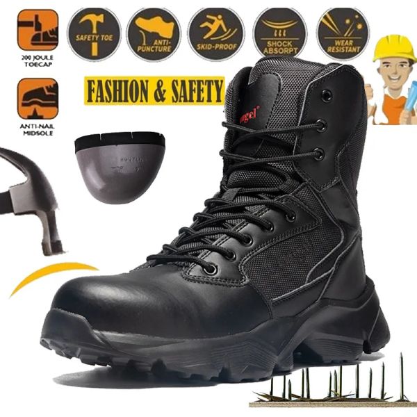 Bottes All Season High State Safety Work Boots Antismashing Steel Toe Hat Boots Indestructible Work Chaussures