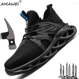 Laarzen AMAWEI Lichtgewicht Heren Veiligheidsschoenen Stalen Neus Werk Voor AMAWEIAnti-Smashing Constructie Sneaker Reflecterend Casual