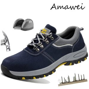 Boots Amawei Mens Sneakers Indestructible Safety Shoes Lightweight Construction Steel Toe Work Boots Botas de Trabajo Para Hombre