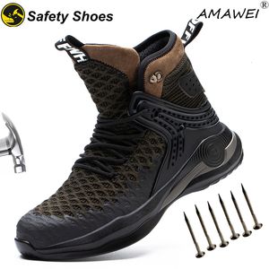 Laarzen AMAWEI Veiligheidsschoenen Heren Dames Schoenen met stalen neus Anti-smash Punctiebestendige veiligheidslaarzen Heren Constructie Grote maten 49 50 Laars 230831