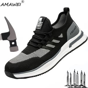 Botas Amawei Steel Toe Sneaker para hombres Botas de seguridad Botas Antissh Pinculación Pinción de trabajo Zapatos de seguridad de seguridad industrial Boots 2023