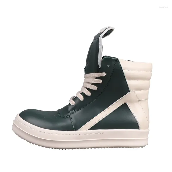 Botas American European Cuero Casual Zapatillas Hombres Mujeres Rmk Owews Zapatos Altos Retro Personalidad Streetwear Plano