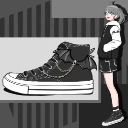 Bottes Amy et Michael Design Original Design Hand Made High Top Touvas Chaussures Black Punk Gothic Women Sneakers Girls Étudiants décontractés Plimsolls