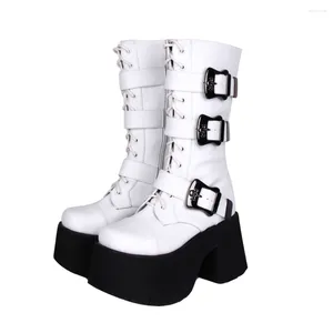 Boots Angelic Imprent Handmade Femmes Punk Motorcycle Cool Femme High Heel Pumps Plateforme Chaussures Skull 10cm 572 Plus taille 33-47