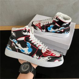 Boots Chaussures anime singe D. Luffy Cosplay Men femmes chaussures décontractées Hightop Vulcanisé toile chaussures
