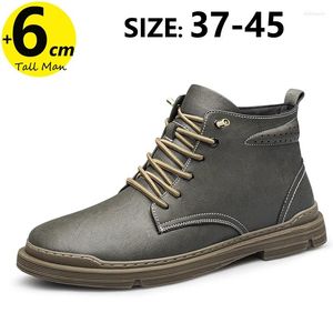 Bottes Ankel Ascenseur Hauteur Augmenter Chaussures Pour Hommes Semelle D'affaires 6CM Extérieur En Cuir Britannique Grande Taille 37-45