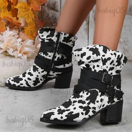 Bottes Cheville Chelsea bottes femmes 2023 hiver nouveau gros bout pointu mi talons chaussures concepteur gladiateur Goth Punk moto Botas pompes babiq05