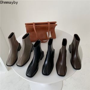 Laarzen enkel voor vrouwen casual ritsveerkant hakken mode grijs/zwart/bruin korte laarsjes lente herfst dames schoenen 220902