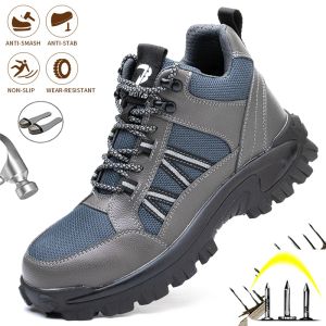 Bottes cheville randonnée hommes grimpant des chaussures de sécurité Construction industrielle anti-maître de travail antipuncture bottes respirantes légères