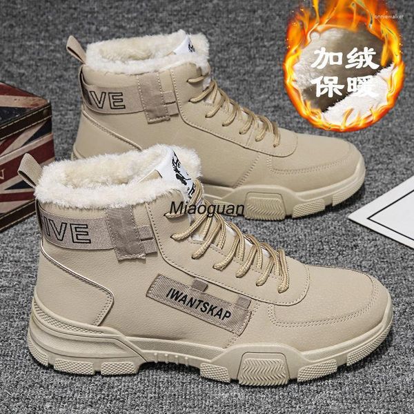 Bottes cheville hommes neige hiver chaud à lacets 2023 hommes laine peluche chaussures Extra Large antidérapant automne plate-forme Botas