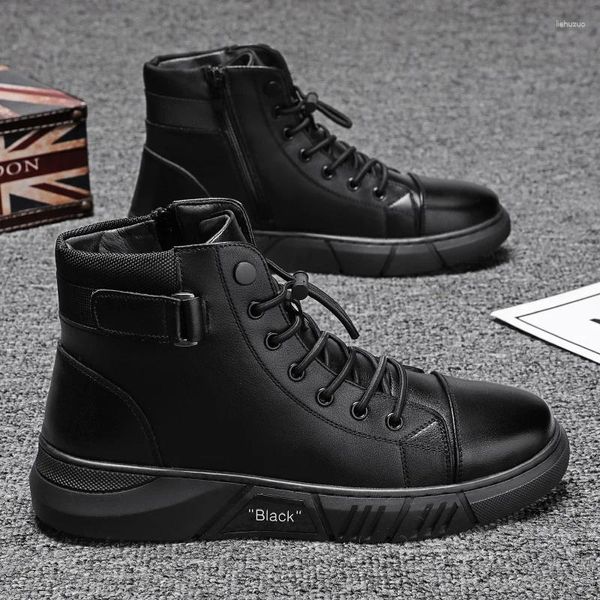 Bottes cheville moto chaussures homme randonnée noir haut haut résistant à l'usure anti-dérapant imperméable printemps et automne modèle de poussée principale