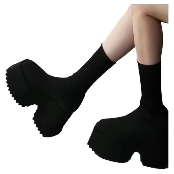 Bottes cheville Super talons hauts Chelsea femmes chaussures grosses dames pompes Sexy plate-forme Goth moto neige 231030