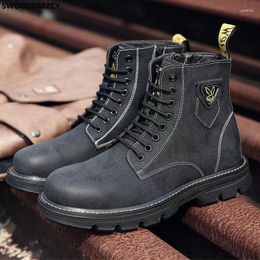 Bottes cheville hiver homme moto chaussures noir pour 2024 décontracté hommes Stivali Werkschoenen Chaussure Homme