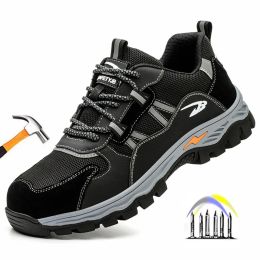 Laarzen anti punctie zwarte werkschoenen ademende veiligheidsschoenen voor mannen werken sneakers met ijzeren teen anti slip beschermend werkschoenen cadeau