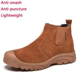 Boots Anti Smashing et Anti Piercing Suede Safety Chaussures de la casquette de la casquette d'orteil en acier Men Chaussures Fashion Scarpe Antinoufornistiche